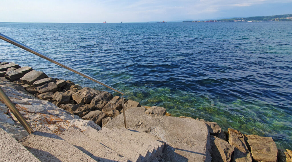 Žusterna Beach – on the Stairs - Beach on the Koper breakwaters, Intimate beach, sunset Koper