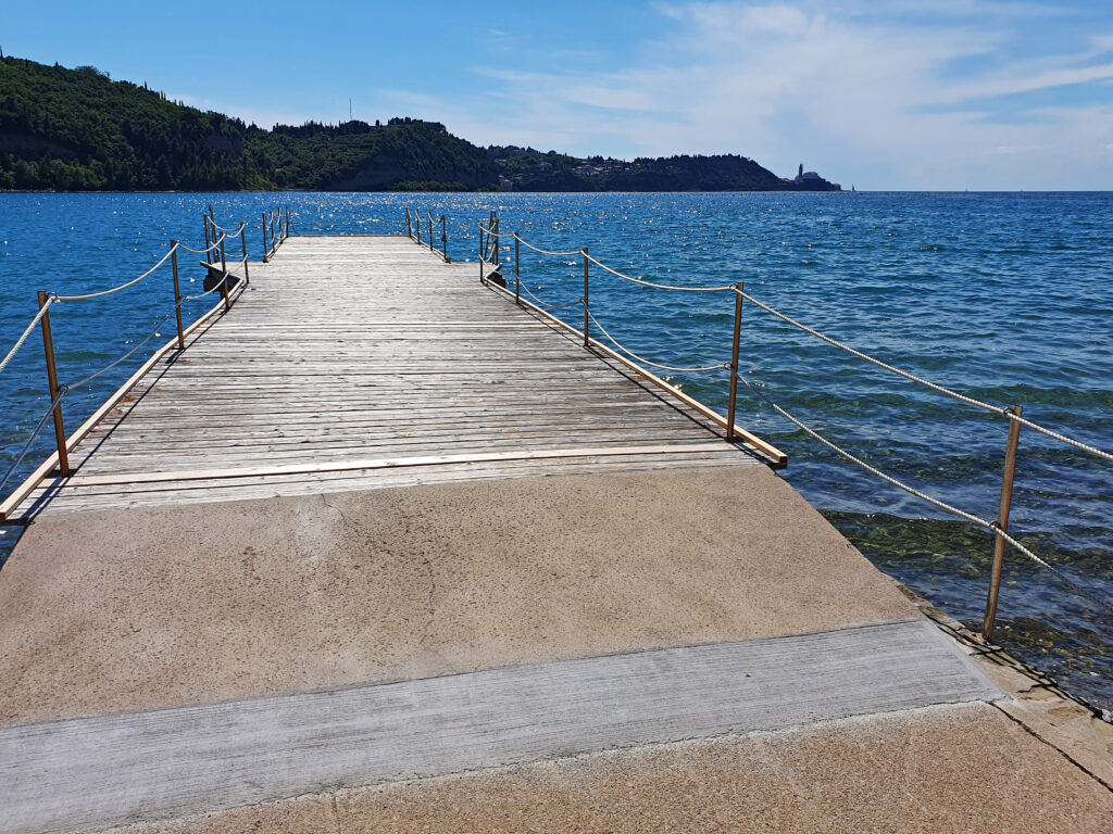 Strunjan Central Beach with Blue flag