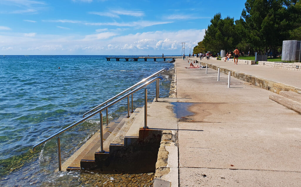 Strunjan Central Beach with Blue flag