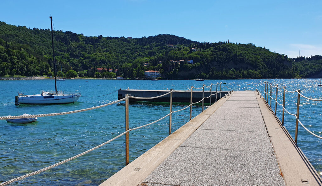 Strunjan Central Beach with Blue flag