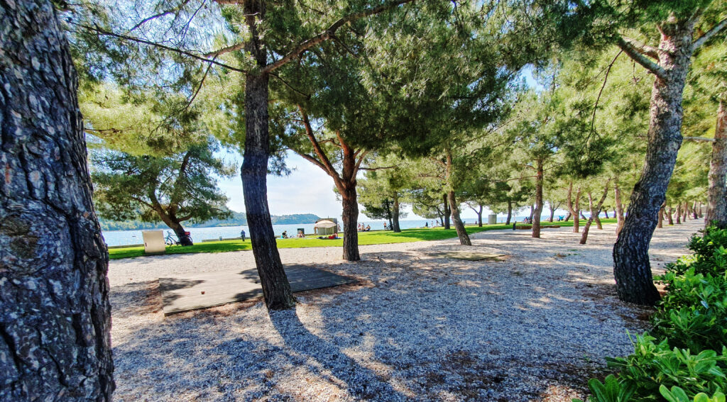 Strunjan Central Beach with Blue flag