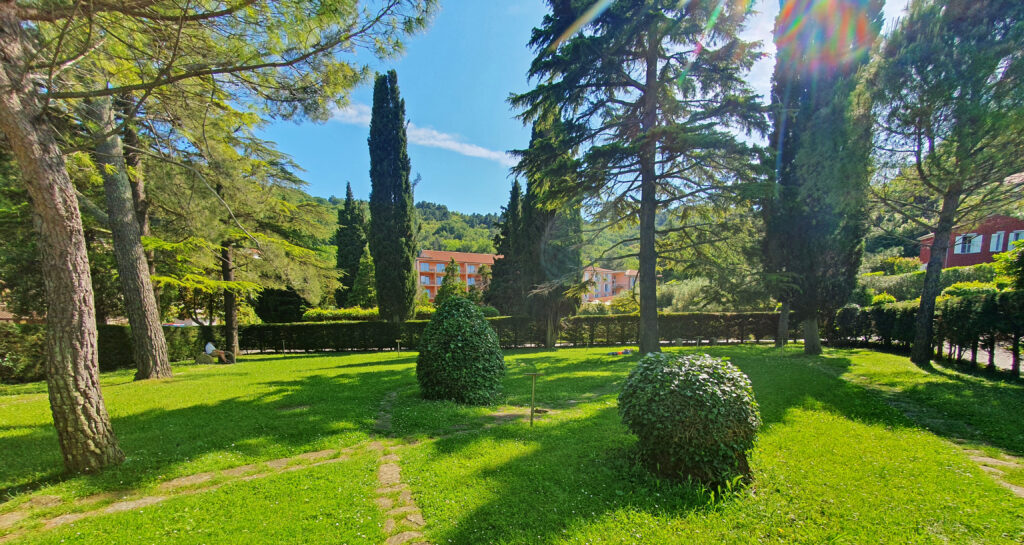 Salinera Beach in Strunjan, Slovenia. Beaches in Slovenia